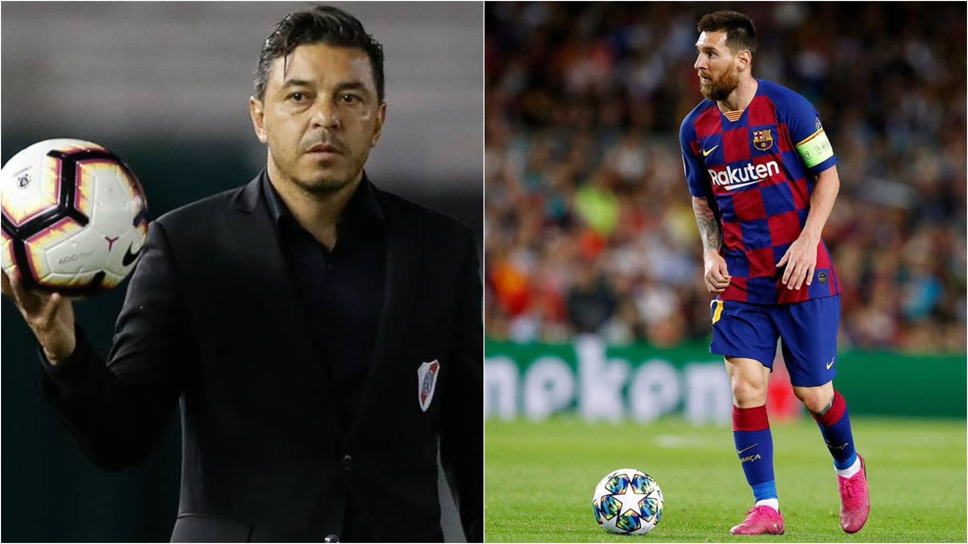 Foto dividida Messi Gallardo 070420