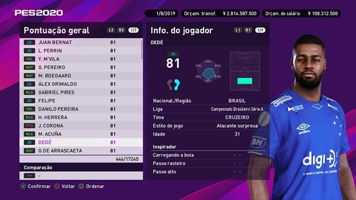 Dede Brasileirao PES 2020