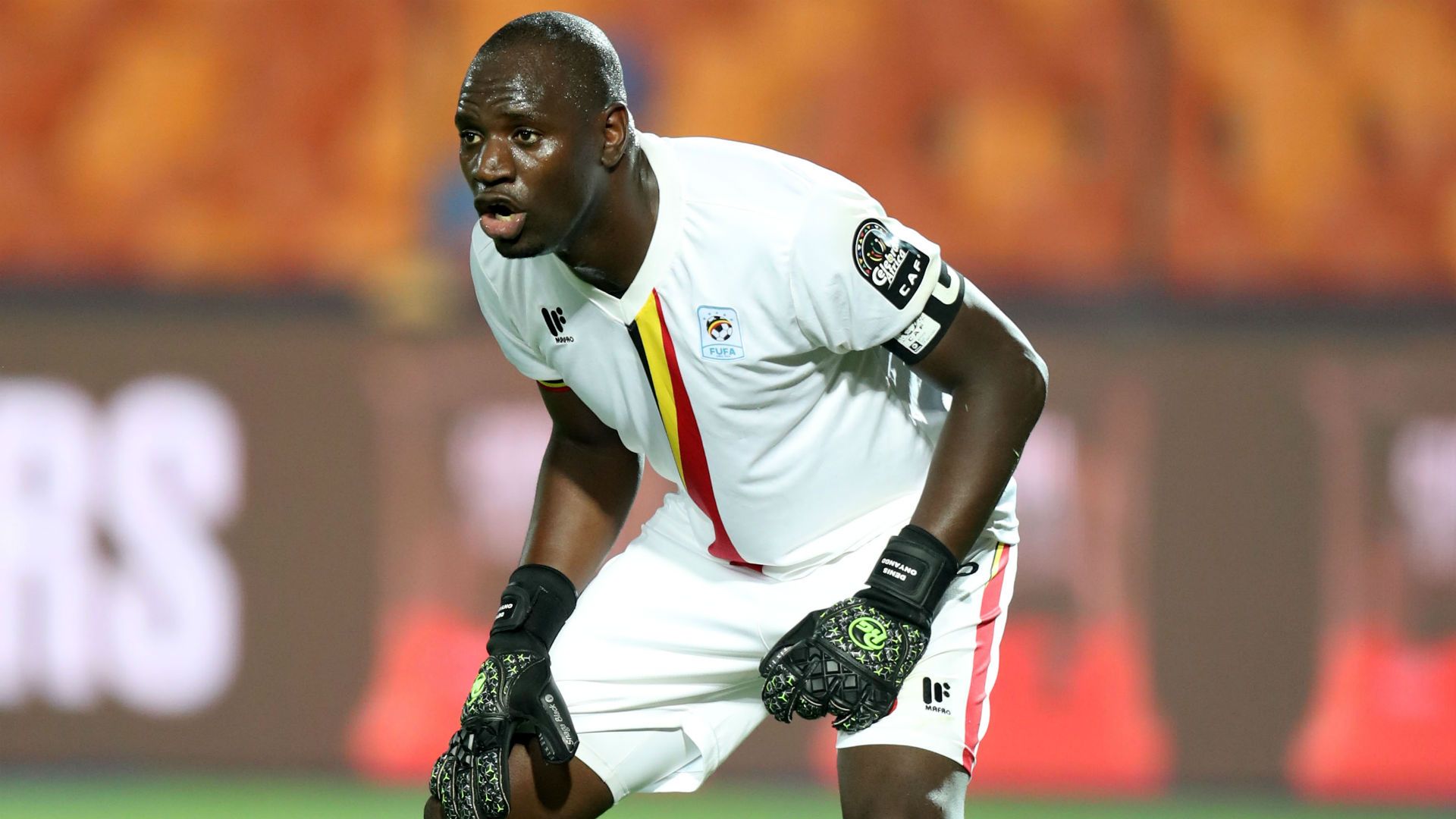 Denis Onyango of Uganda v Zimbabwe.
