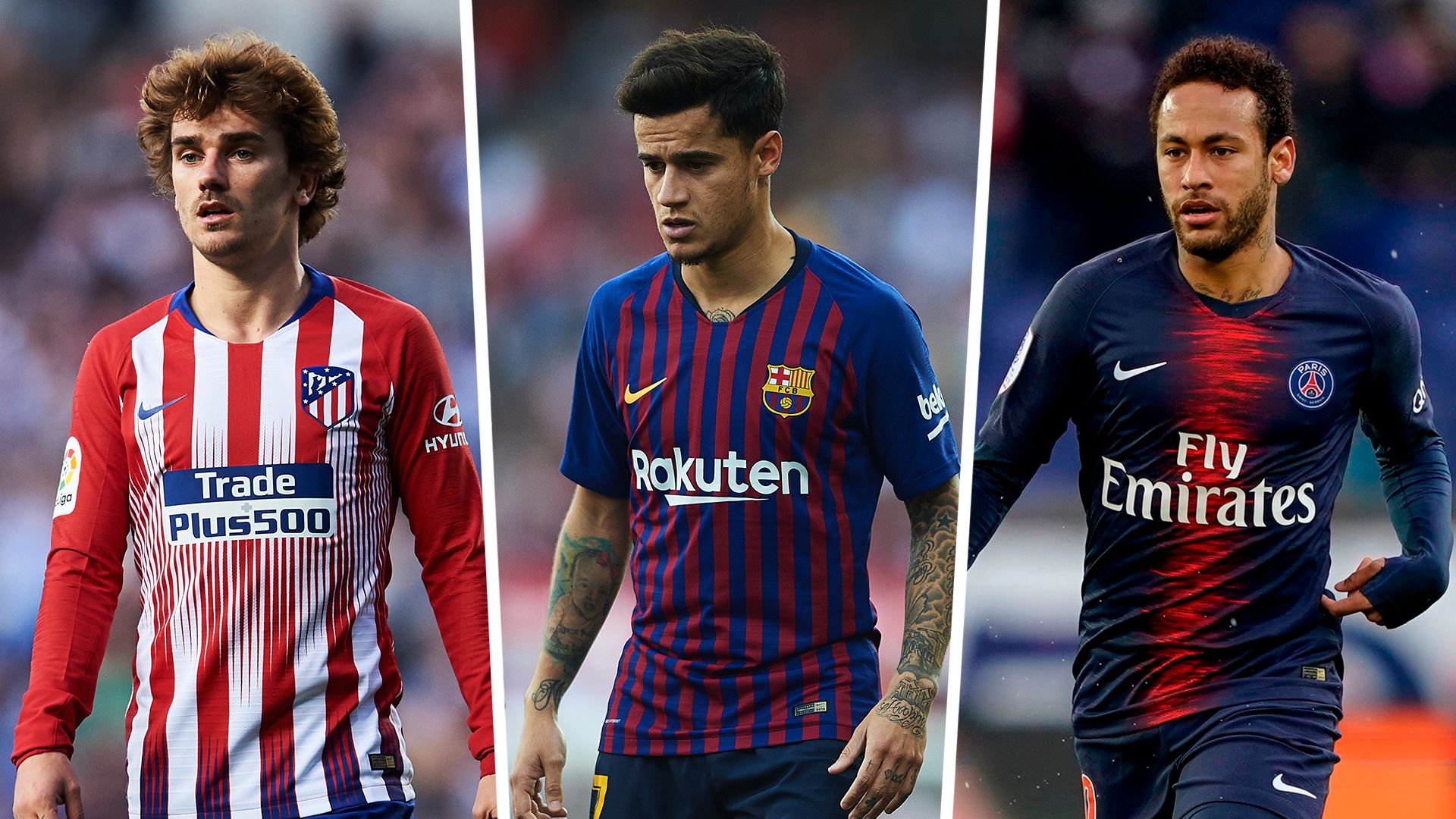 Griezmann Coutinho Neymar split