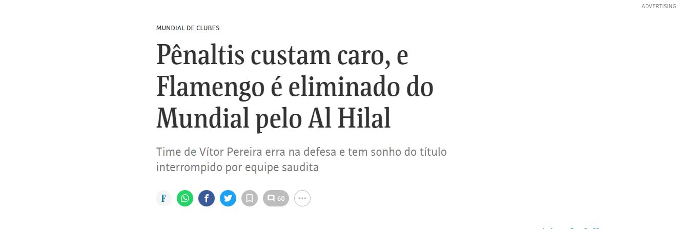Folha de Sau Paulo hilal flamengo 2022 world cup