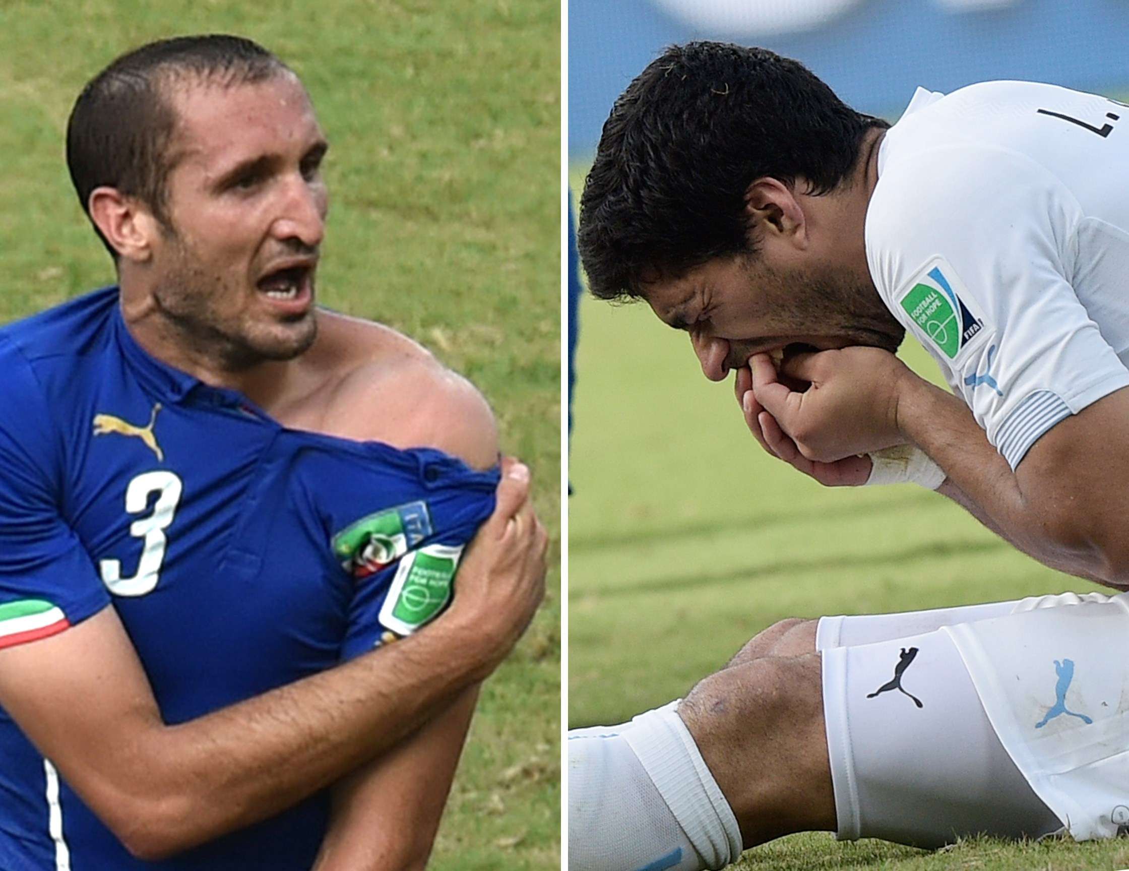Luis Suarez bites Giorgio Chiellini - WC2014