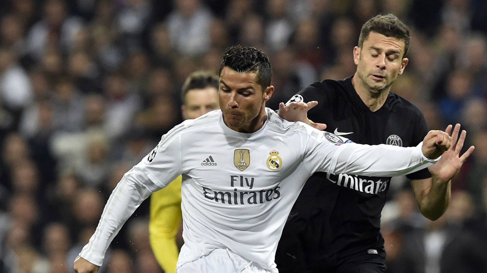 Cristiano Ronaldo Thiago Motta Real Madrid PSG Champions League 03112015