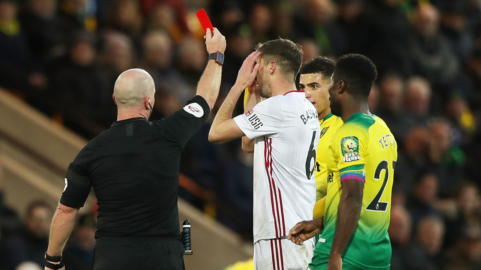 Premier League Sheffield Utd red card 2019-20