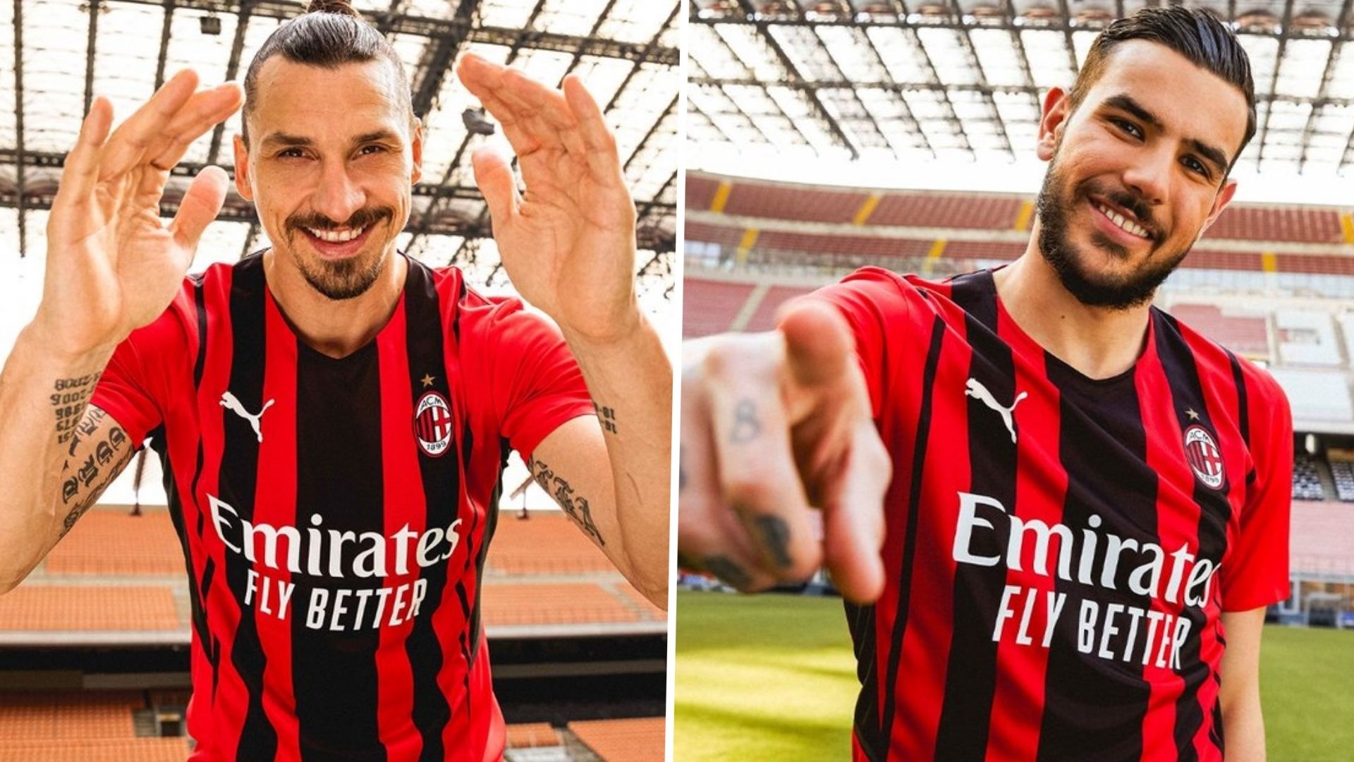 AC Milan home kit 2021-22 Zlatan Ibrahimovic Theo Hernandez