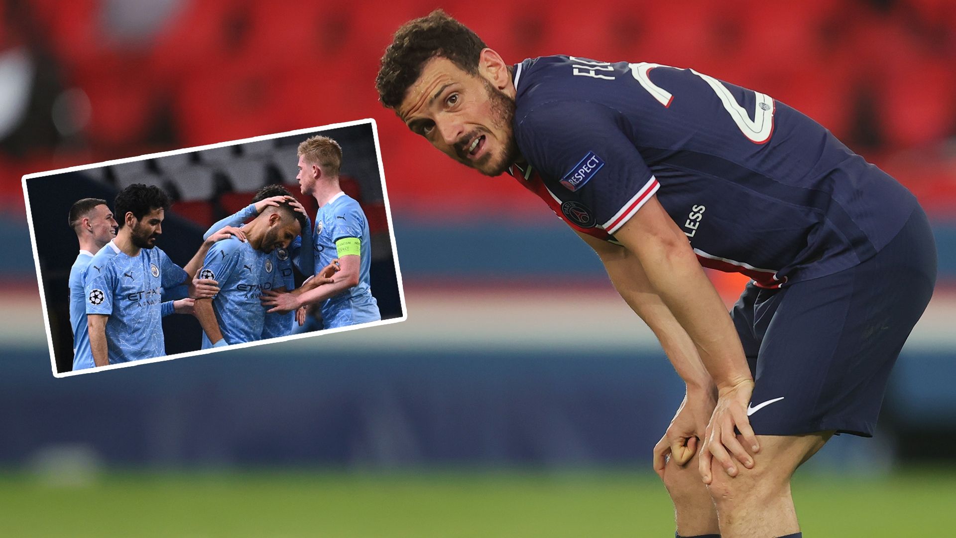 Man City celebrating Alessandro Florenzi PSG