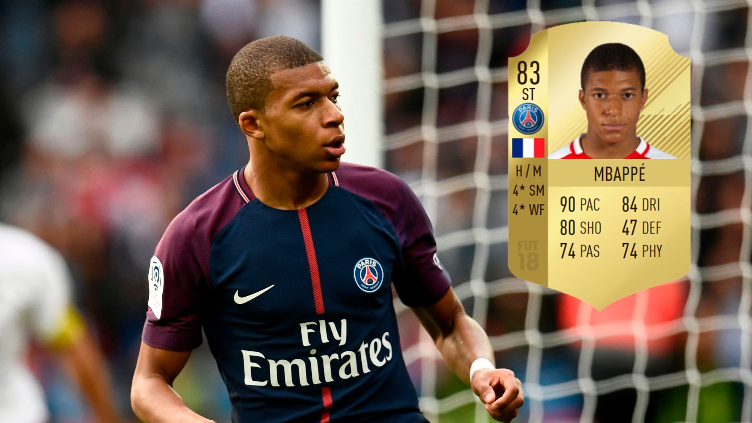 Kylian Mbappe FIFA 18 ratings