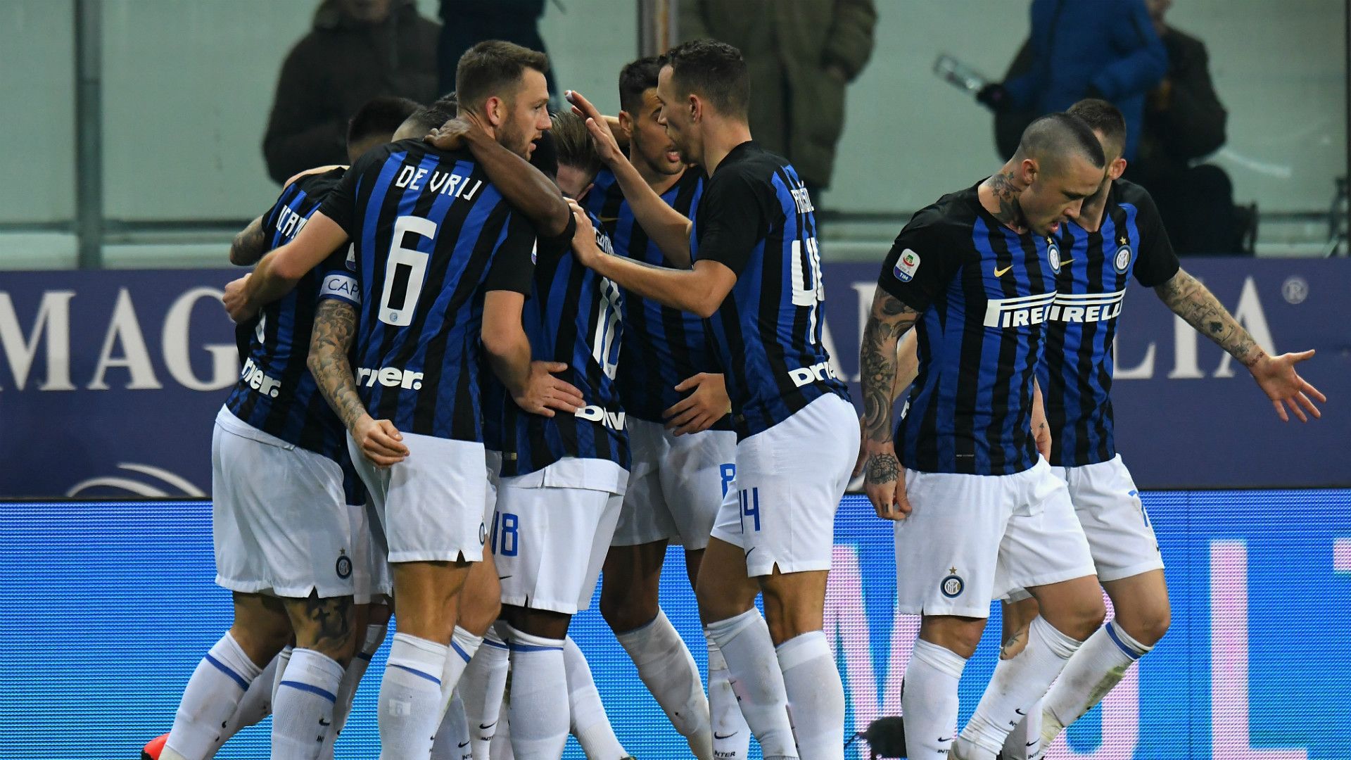 Inter celebrating Parma Serie A