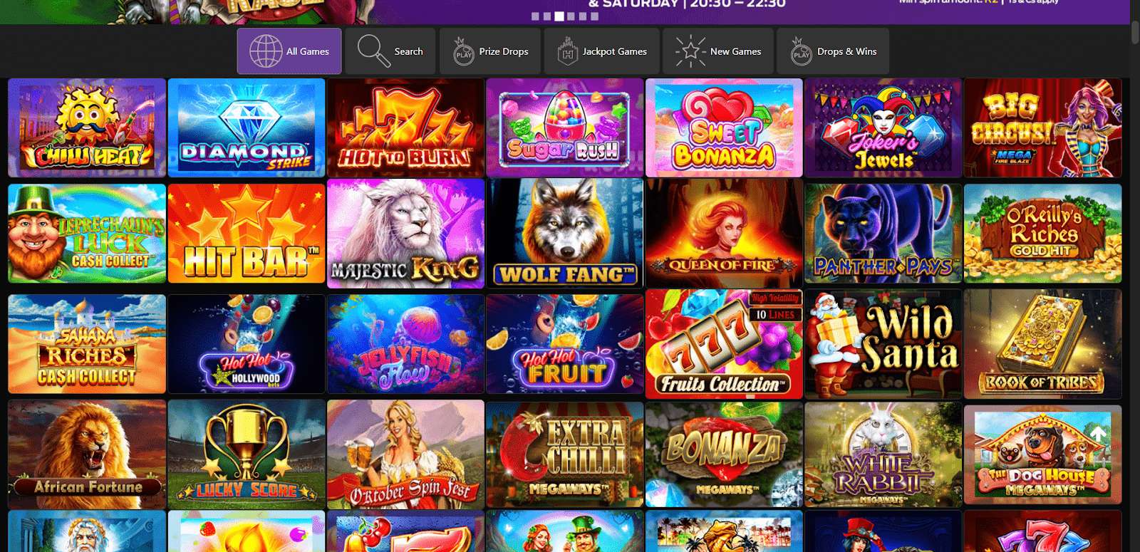 hollywoodbets casino homepage screenshot