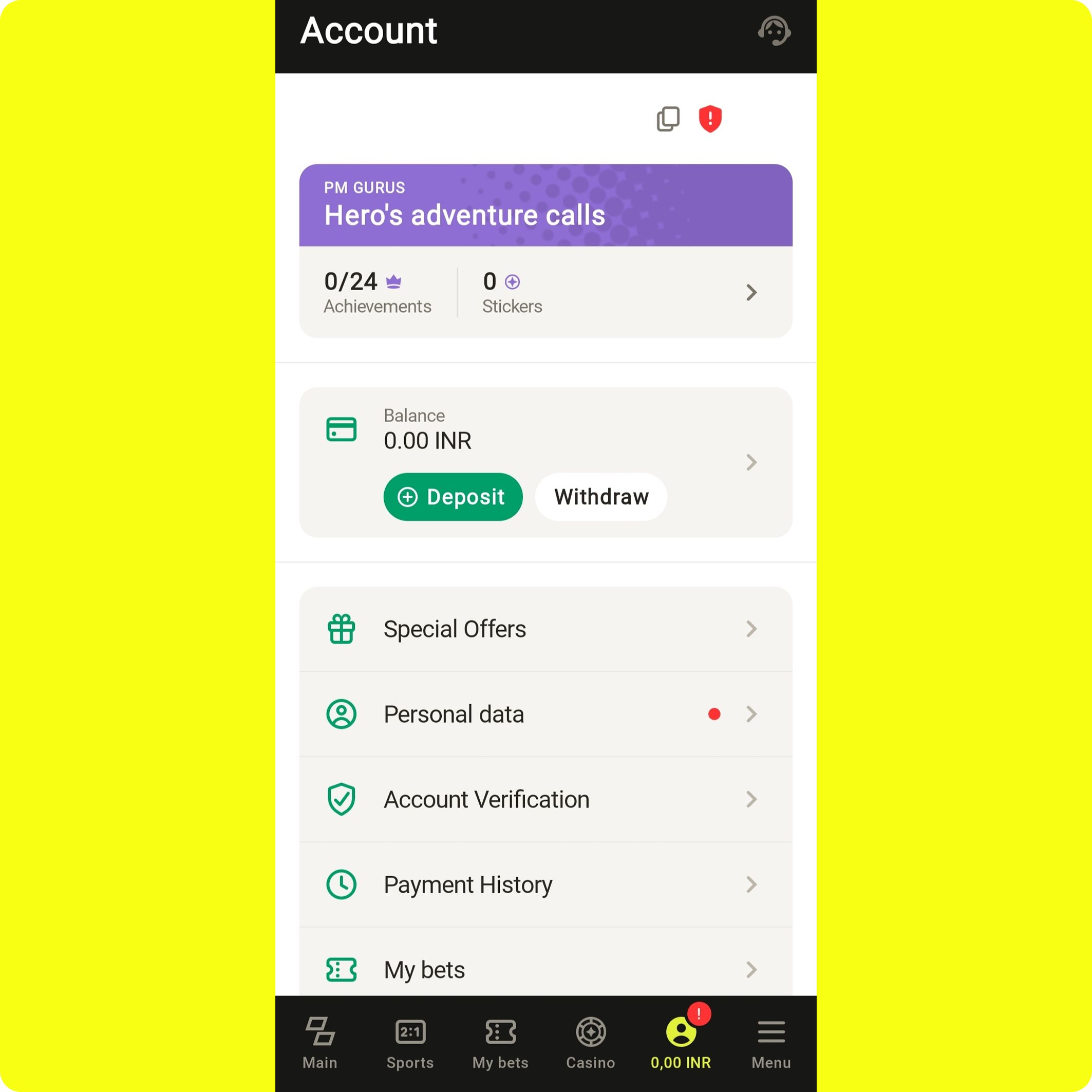 Screenshot of the Parimatch App
