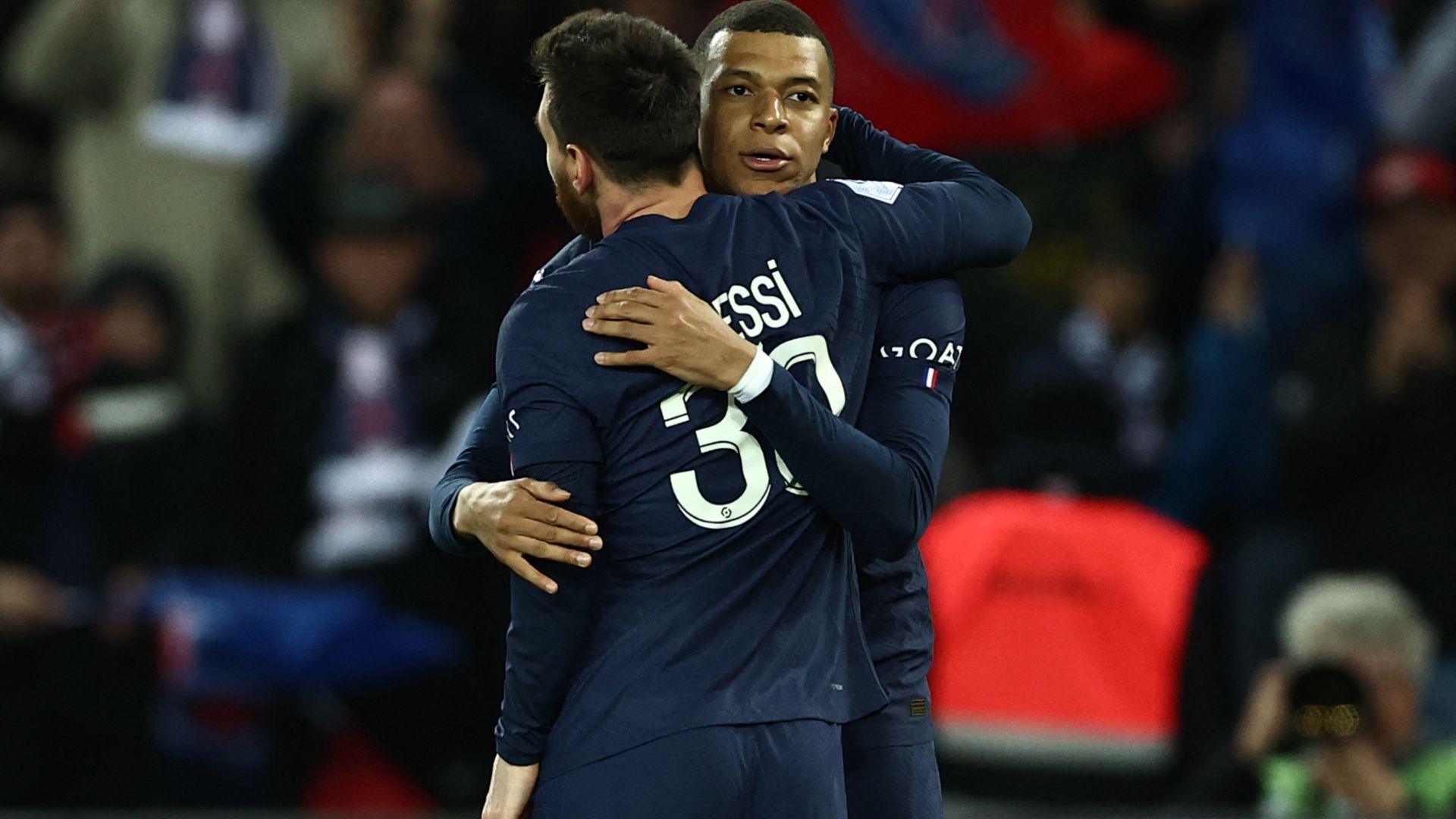 Lionel Messi Kylian Mbappe PSG Lens Ligue 1 15042023