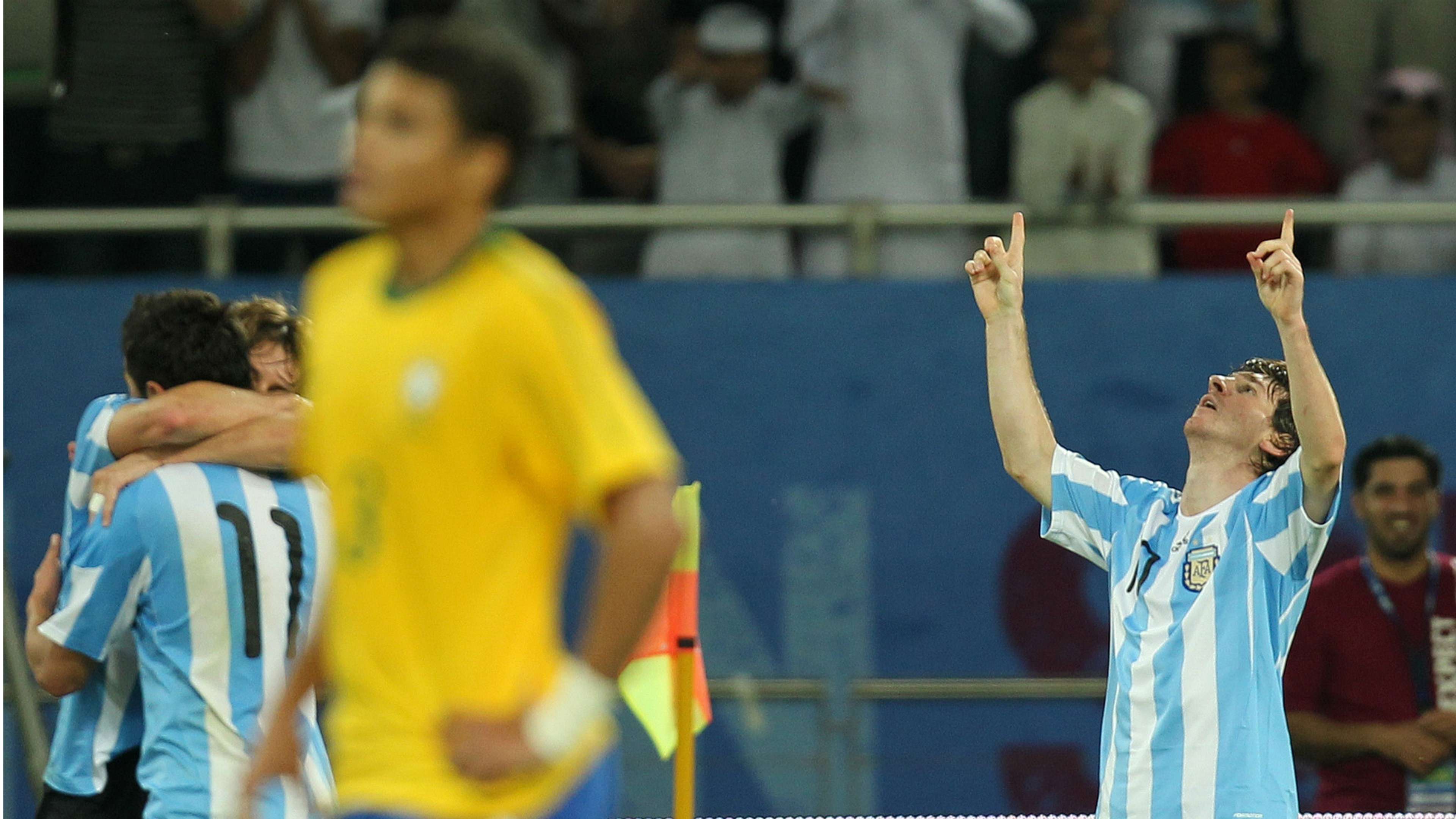 Lionel Messi Thiago Silva Argentina Brazil Friendly 2010