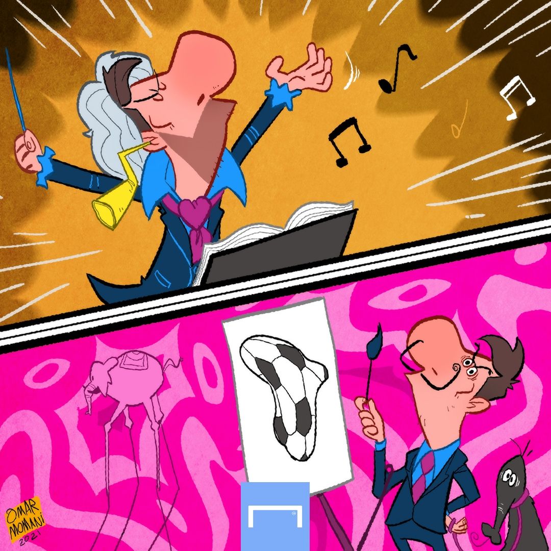 Cartoon - Messi Beethoven Dali