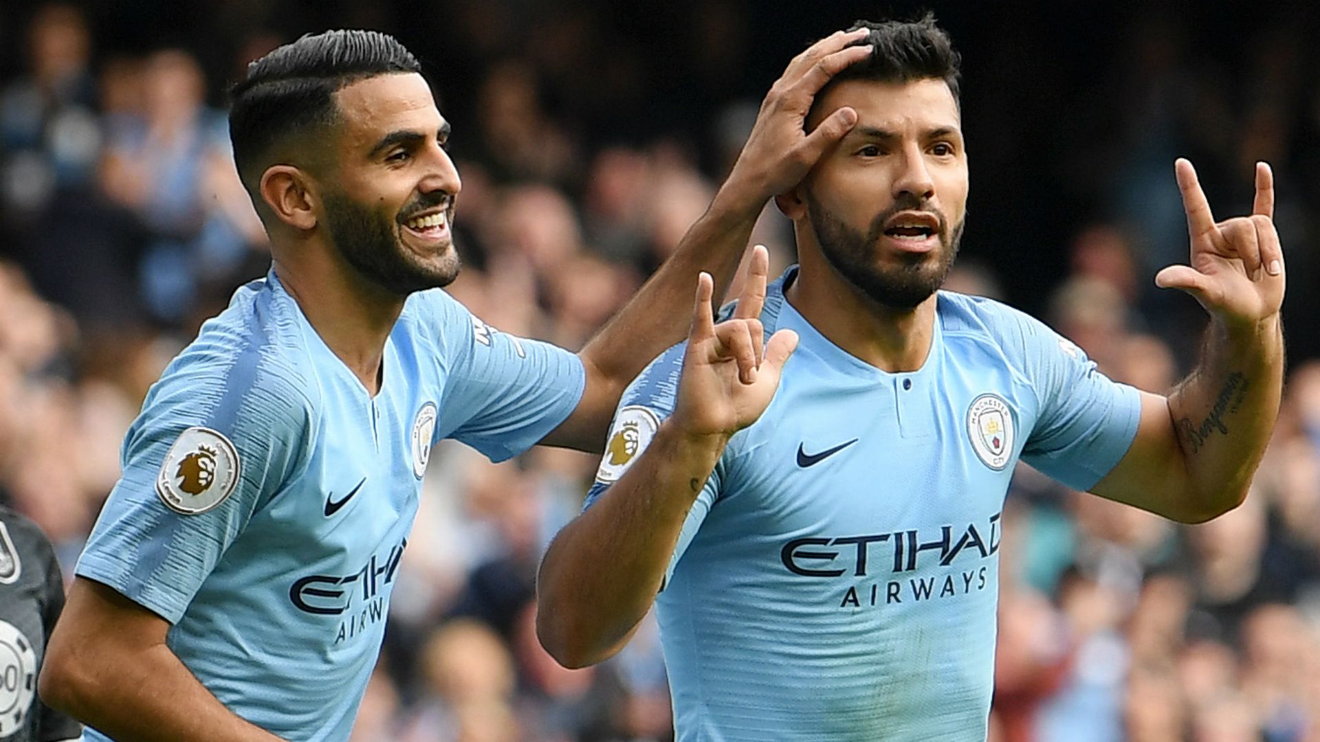 Riyad Mahrez Sergio Aguero Man City 2018