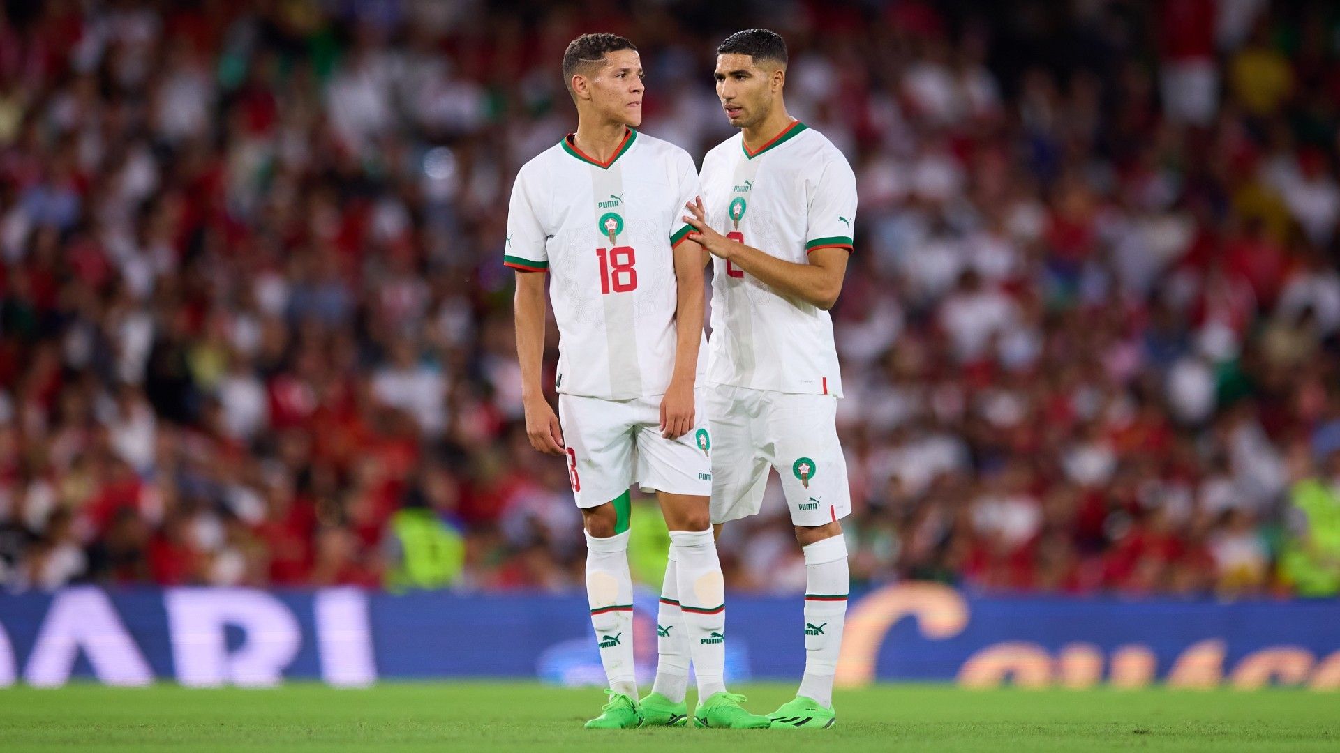 Amine Harit and Achraf Hakimi of Morocco 