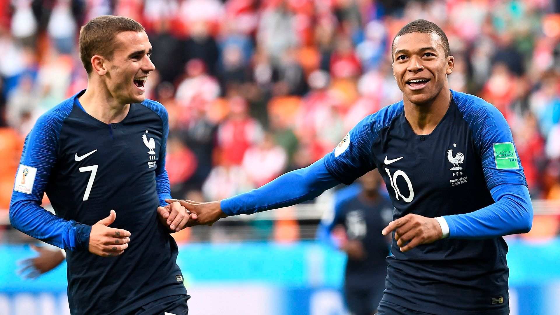 Antoine Griezmann Kylian Mbappe France Peru World Cup 2018