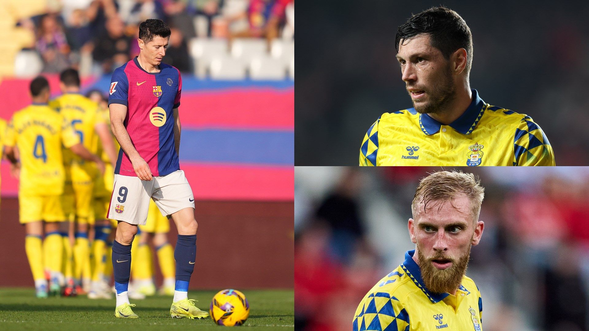 Las Palmas shocks Barcelona, ending 53-year home win streak.