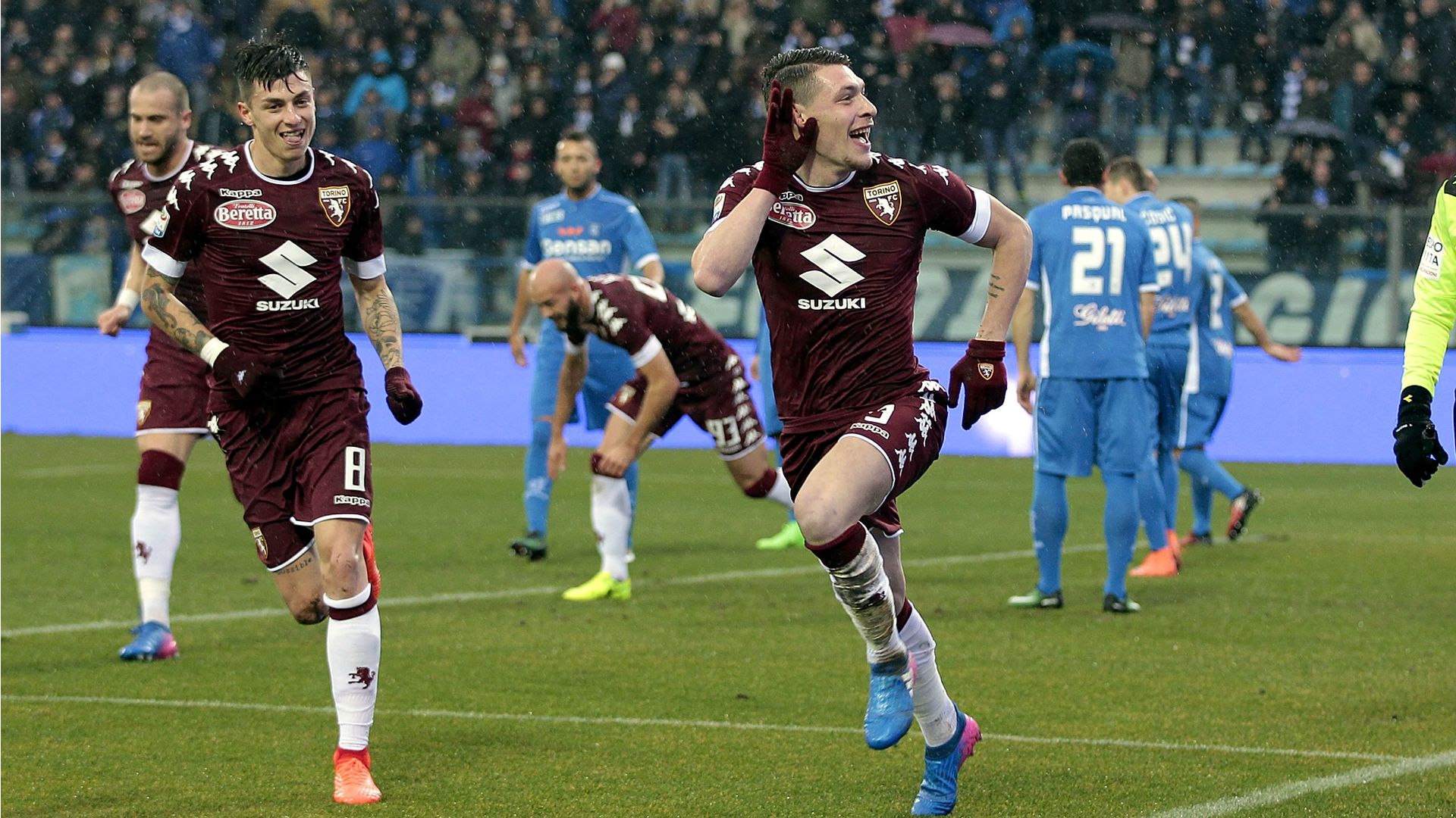 Andrea Belotti celebrating Empoli Torino Serie A 05022017