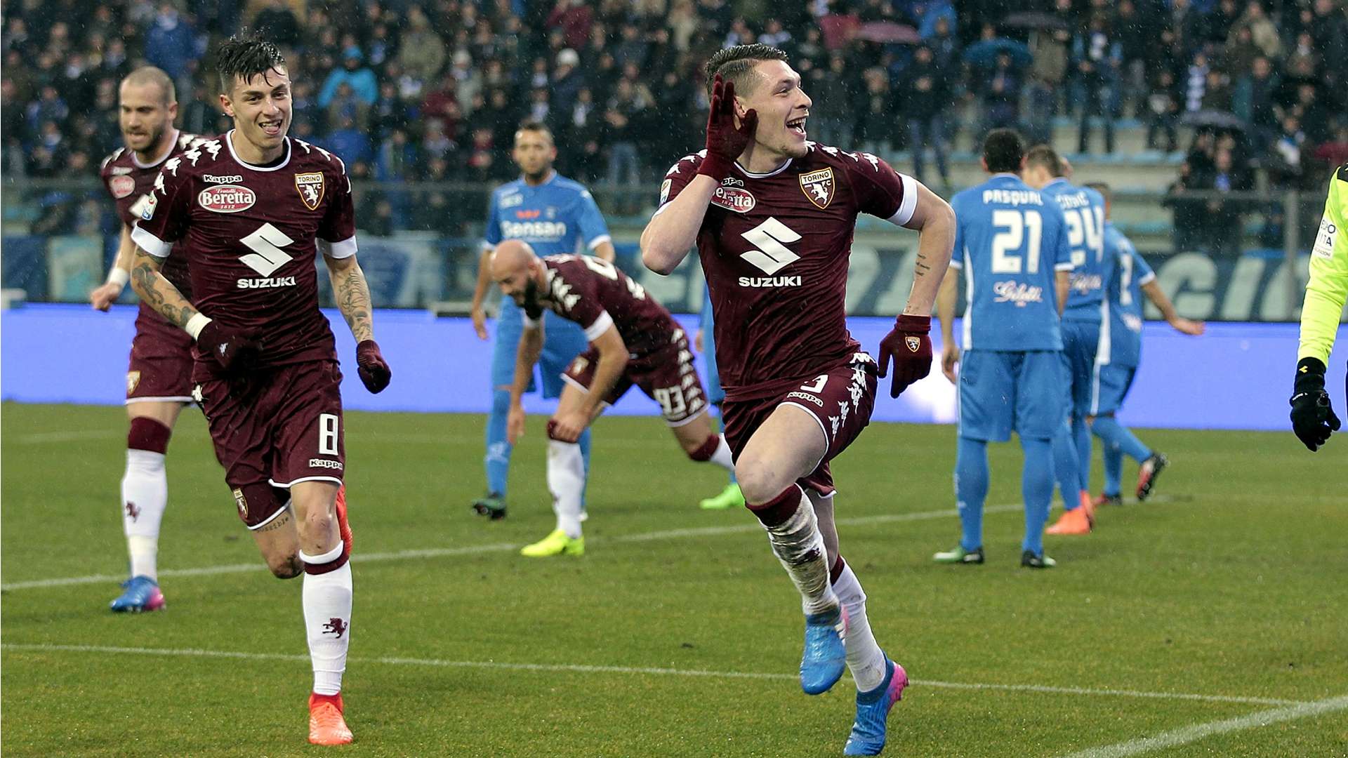 Andrea Belotti celebrating Empoli Torino Serie A 05022017