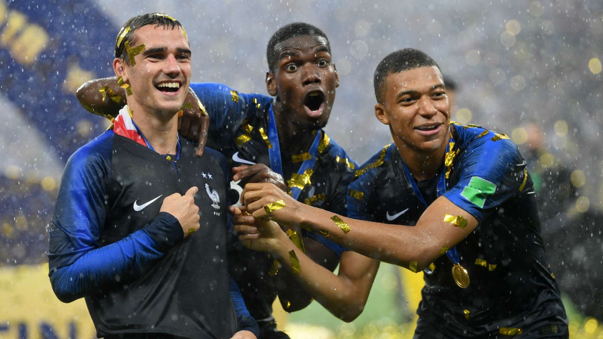 Antoine Griezmann Paul Pogba Kylian Mbappe France WC Final 2018