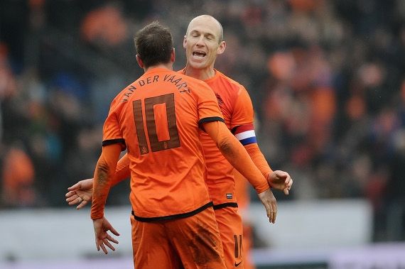 Arjen Robben Rafael van der Vaart Netherlands v Japan - International Friendly