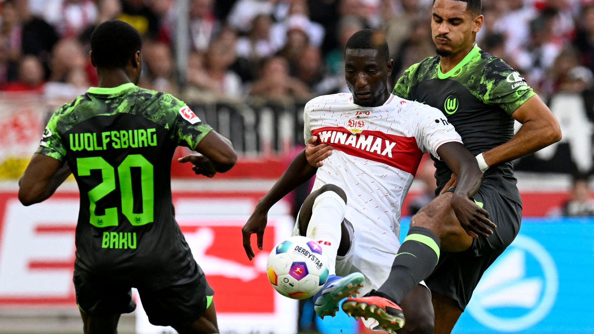 SERHOU GUIRASSY STUTTGART MAXENCE LACROIX WOLFSBURG BUNDESLIGA 07102023