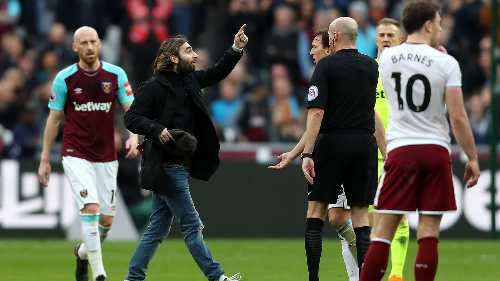 West Ham pitch invasion Mark Noble Burnley Premier League