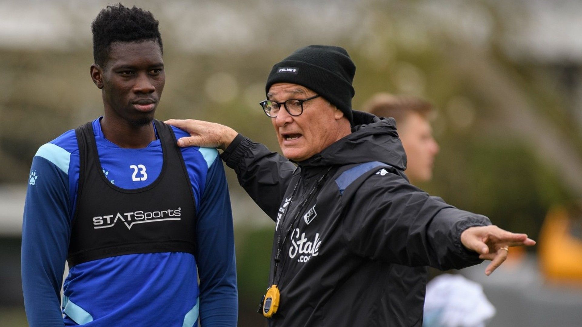 Ismailia Sarr and Claudio Ranieri of Watford.