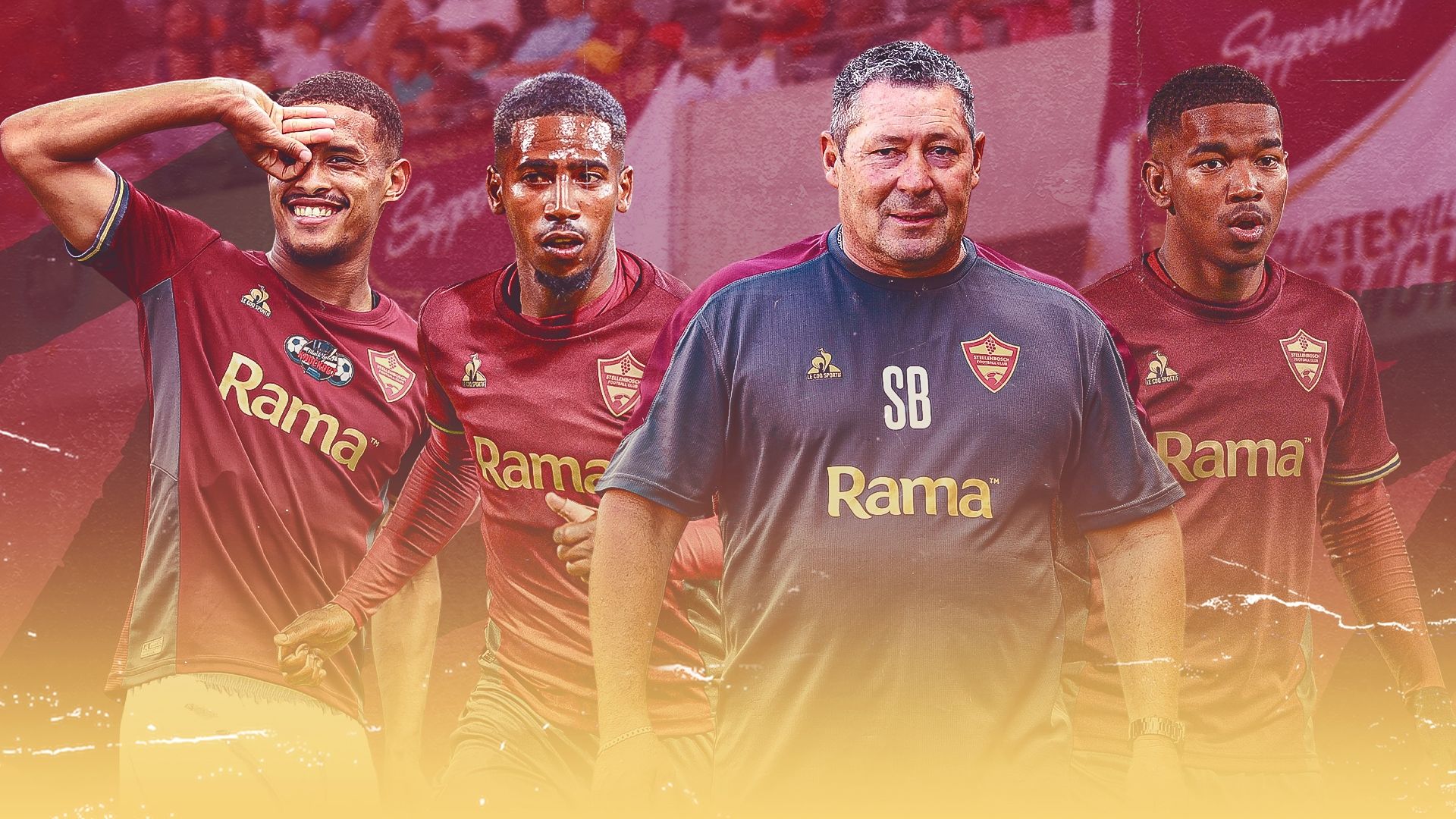 Steve Barker, Deano van Rooyen, Devin Titus and Jayden Adams of Stellenbosch FC