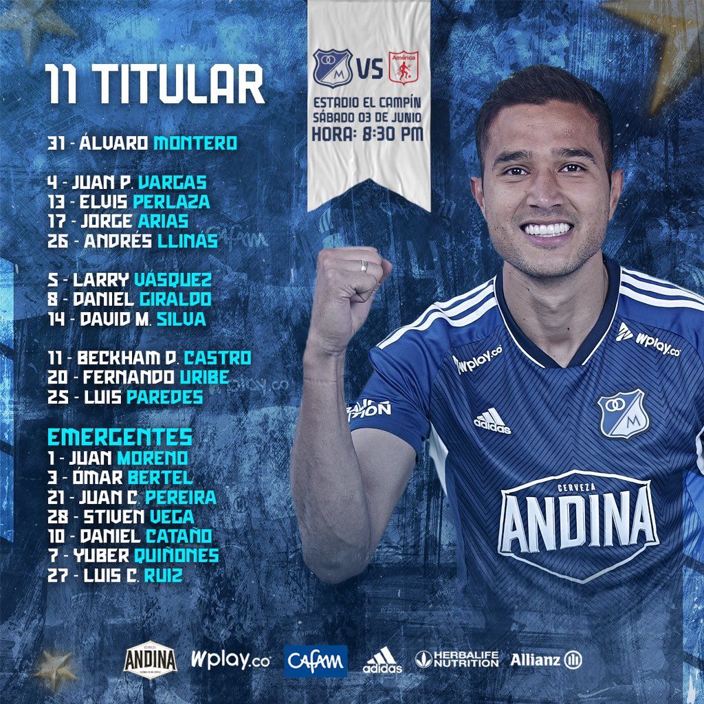 Nómina Millonarios Fecha 24 Liga BetPlay 2023