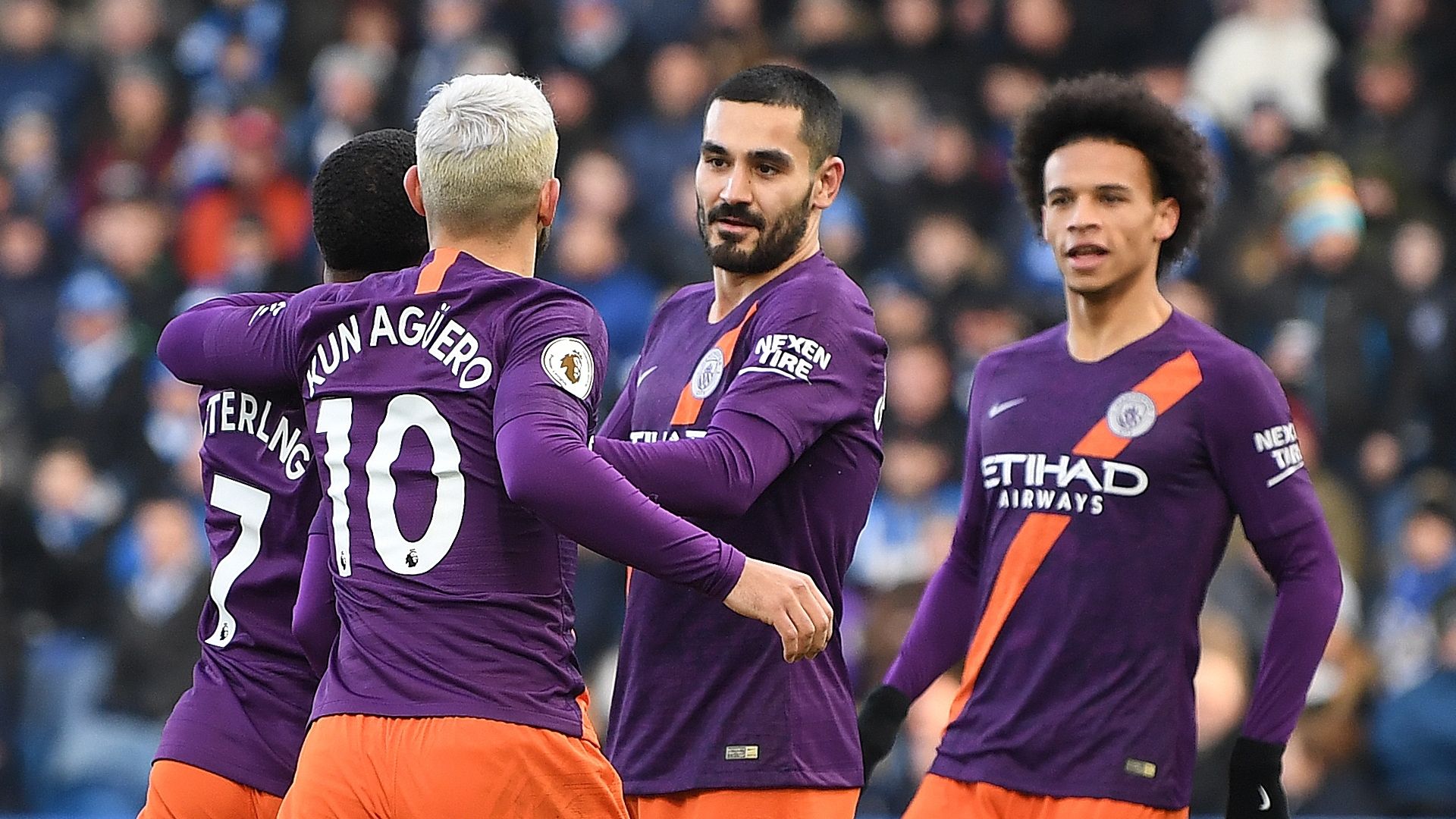 Man City celebrate vs Huddersfield