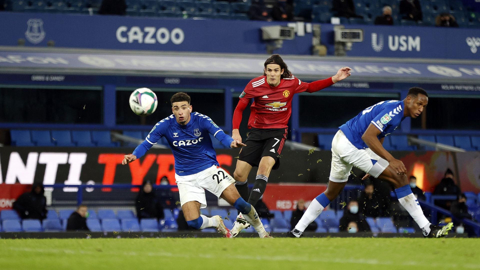 Everton Manchester United Yerry Mina Edinson Cavani Copa de la Liga 2020