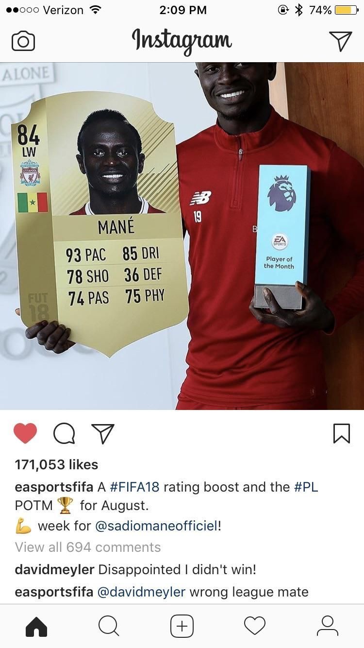 EMBED ONLY David Meyler Sadio Mane FIFA 18