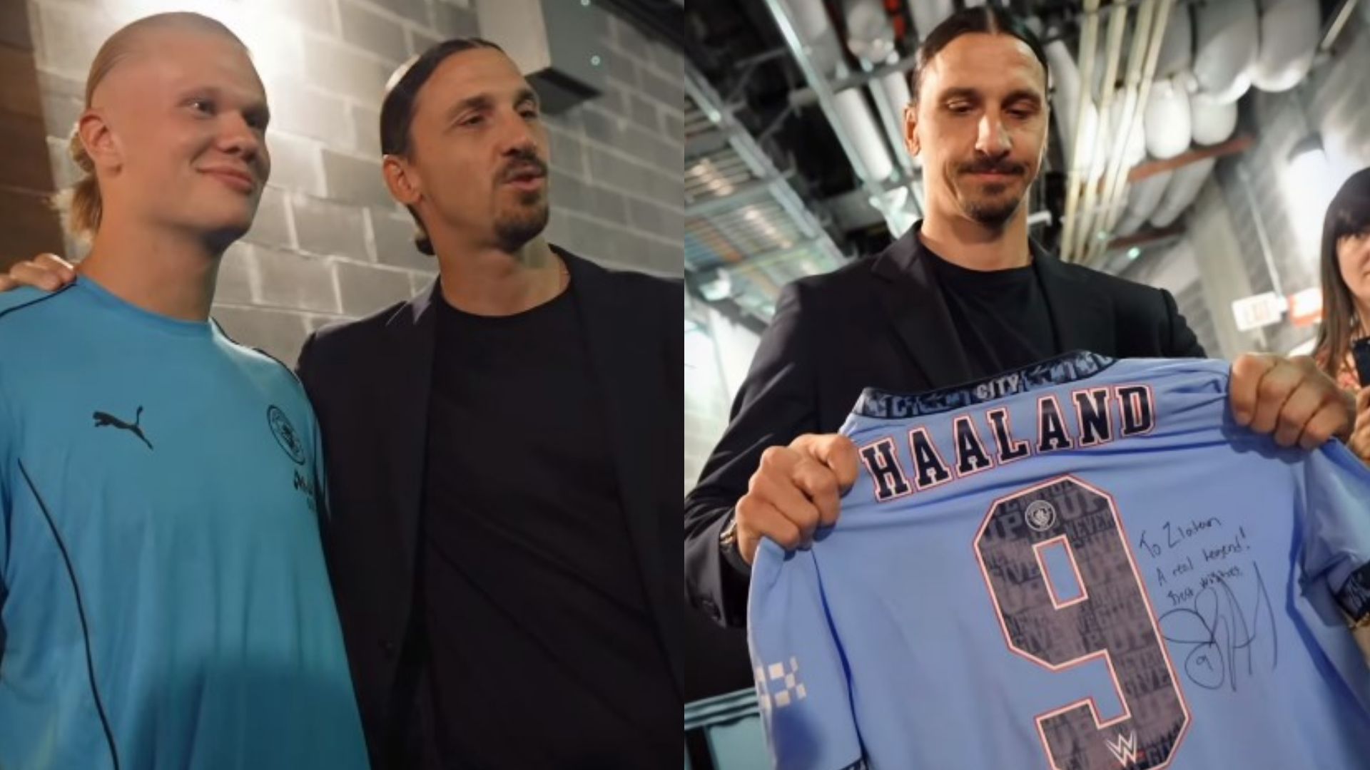 Erling Haaland Zlatan Ibrahimovic shirt gift Man City AC Milan 2024