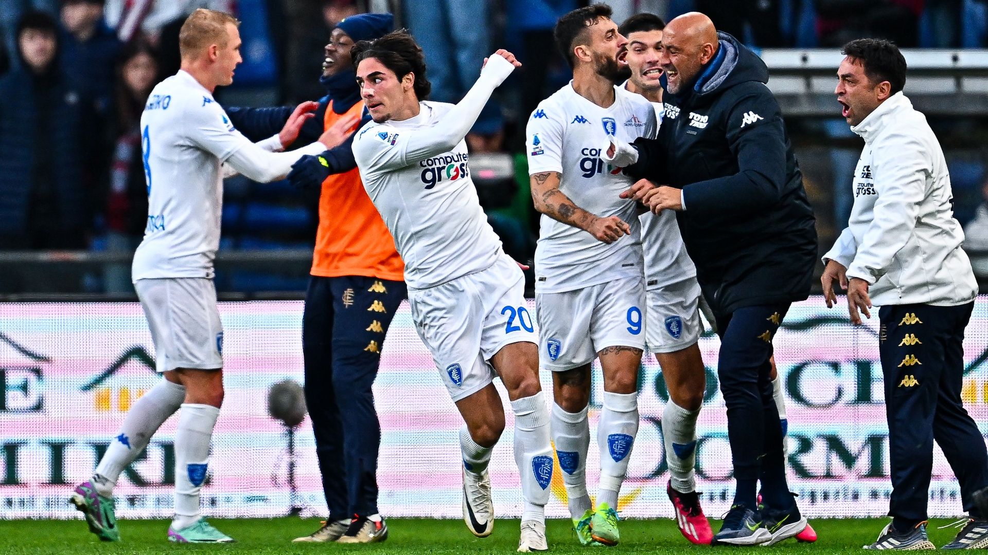 Empoli celebrates goal against Genoa