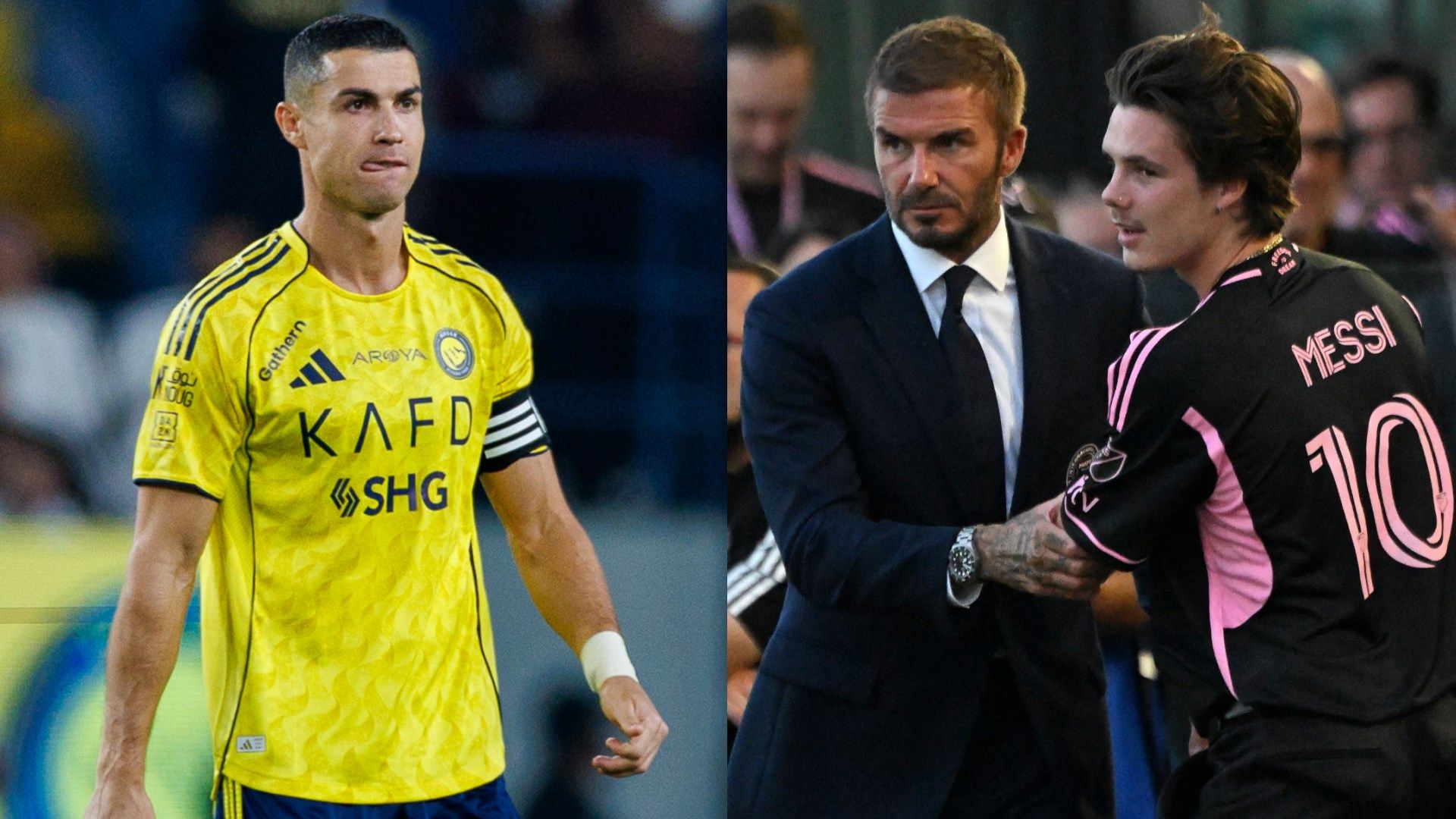 Cristiano Ronaldo and David and Cruz Beckham