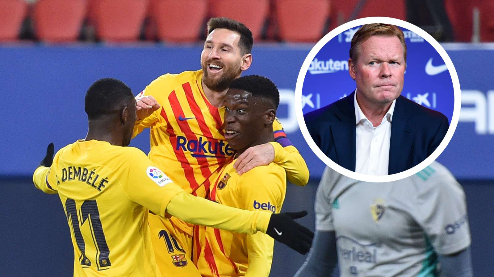 Ilaix Moriba, Lionel Messi, Ronald Koeman GFX