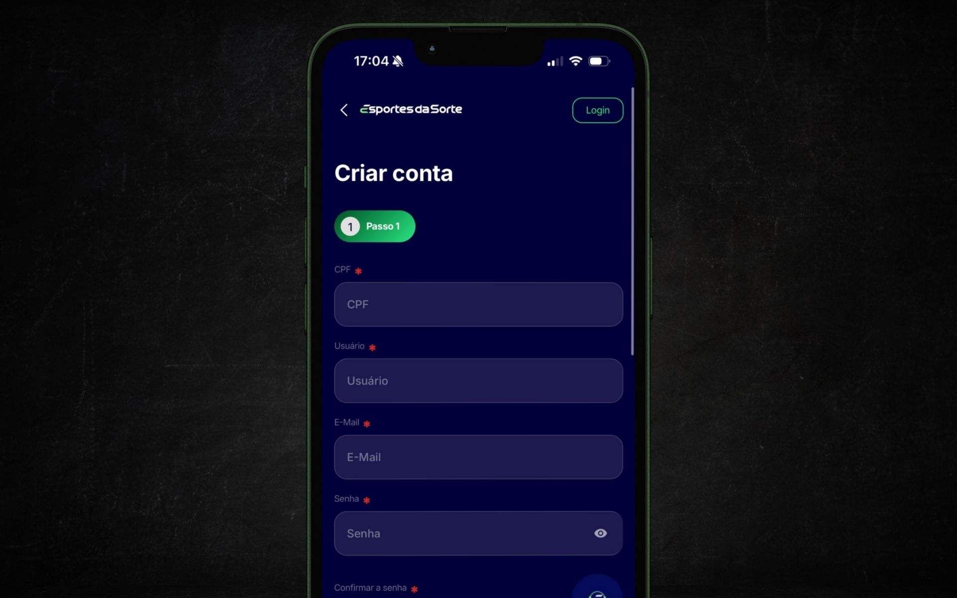 esportes da sorte app cadastro