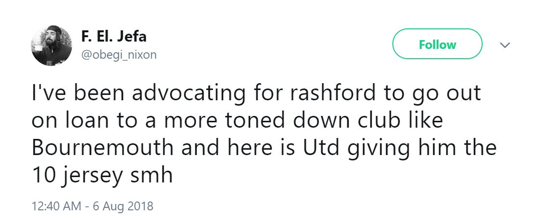 Reaction Rashford 10