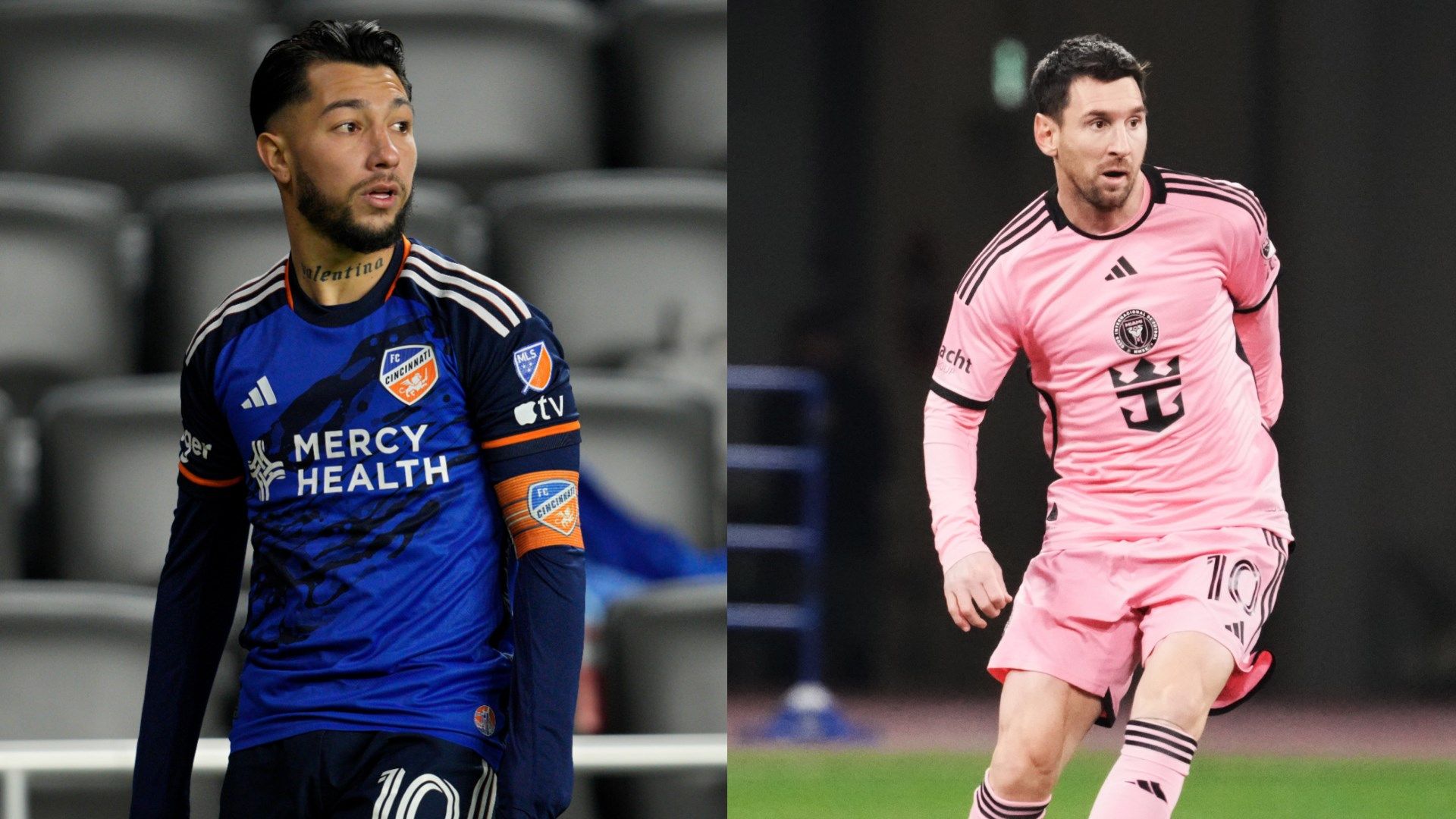 FC Cincinnati's Luciano Acosta and Inter Miami's Lionel Messi