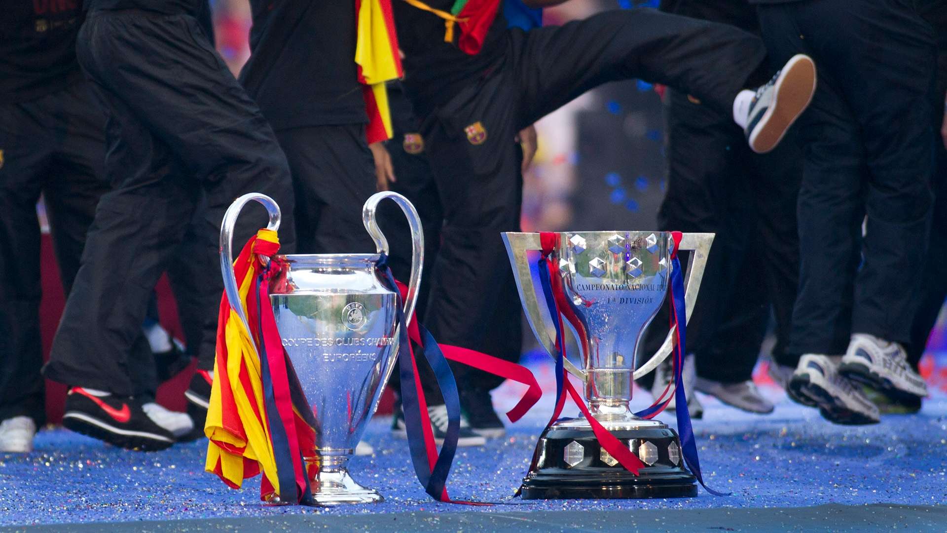 Barcelona Champions League La Liga trophy
