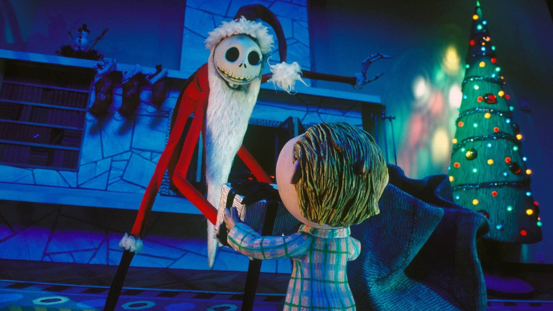 Jack Skellington encounters a child, in The Nightmare Before Christmas.