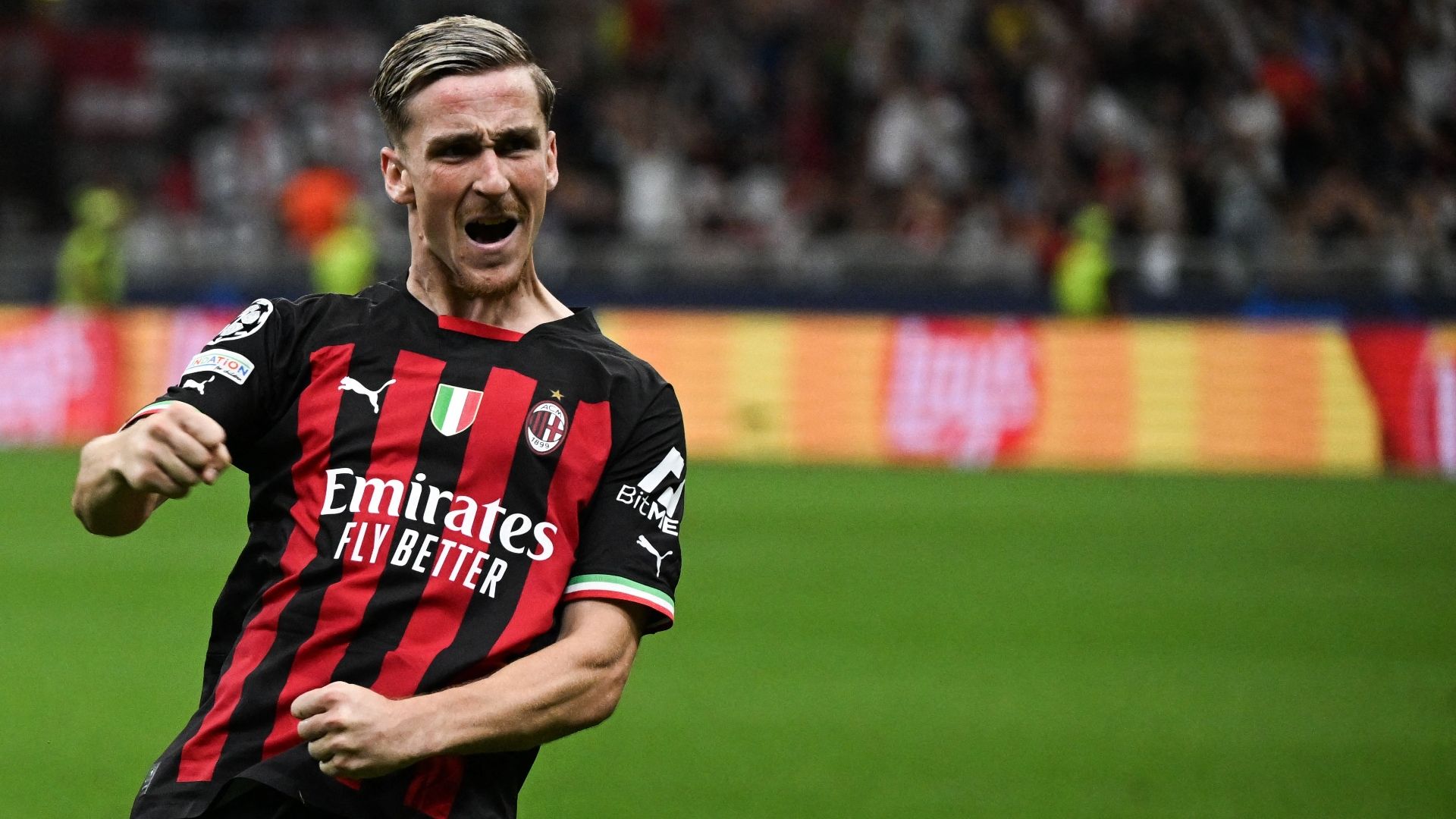 Saelemaekers celebrating Milan Champions League