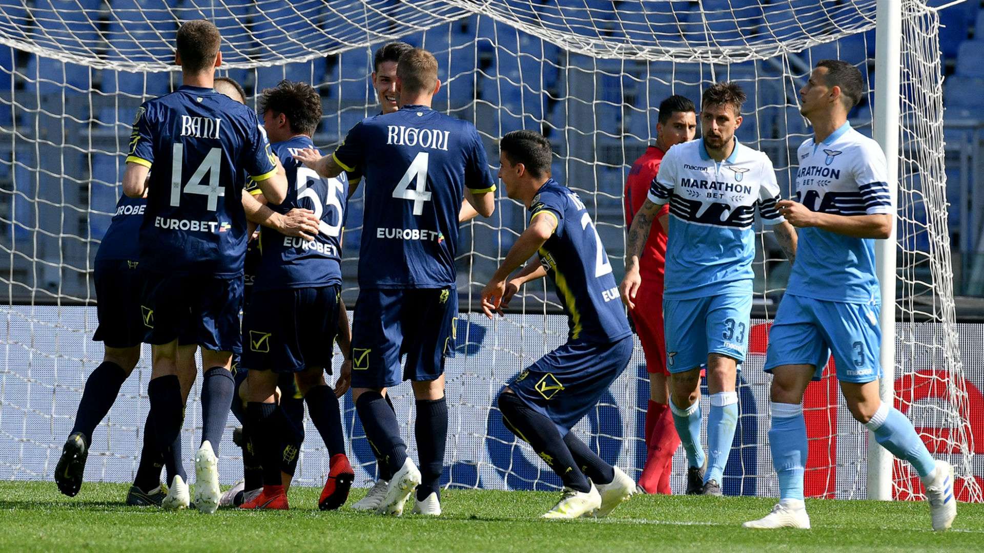 Chievo celebrating Lazio