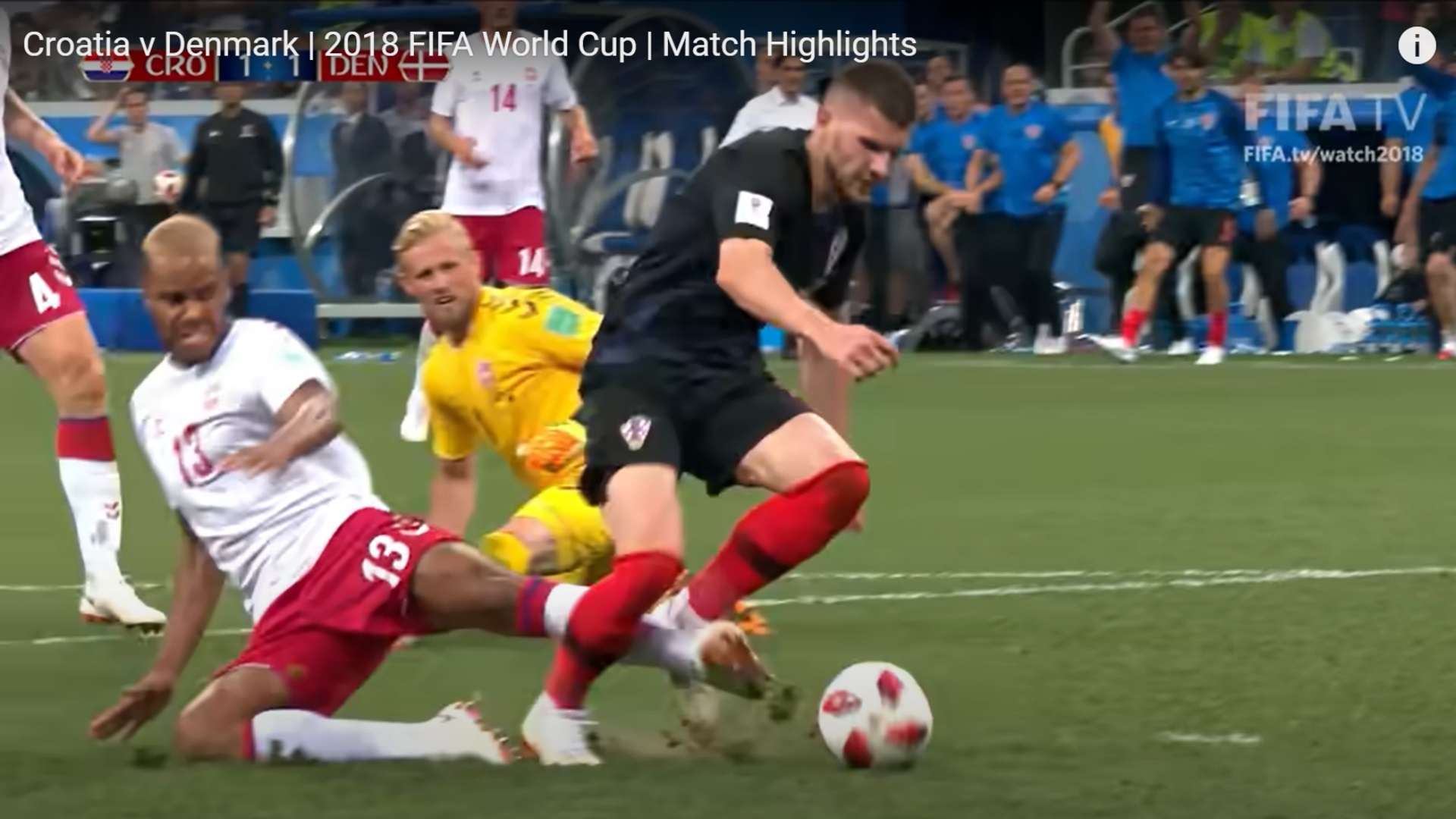 Kramaric Jorgensen Croácia Dinamarca Copa do Mundo 2018