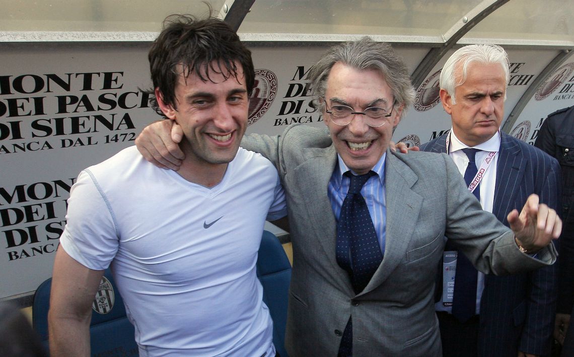 Diego Milito and Massimo Moratti