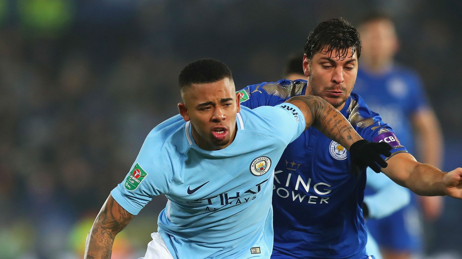 Gabriel Jesus Aleksander Dragovic Manchester City Leicester