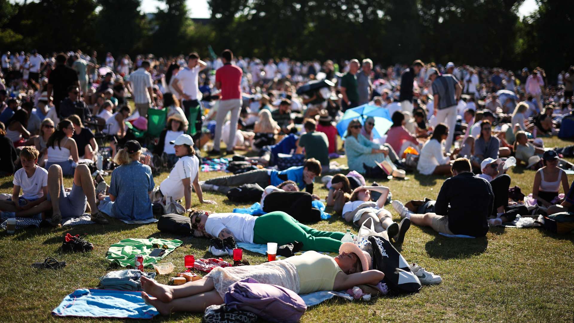 Tennis fans queue for tickets on the first day of the 2025 Wimbledon Championships
