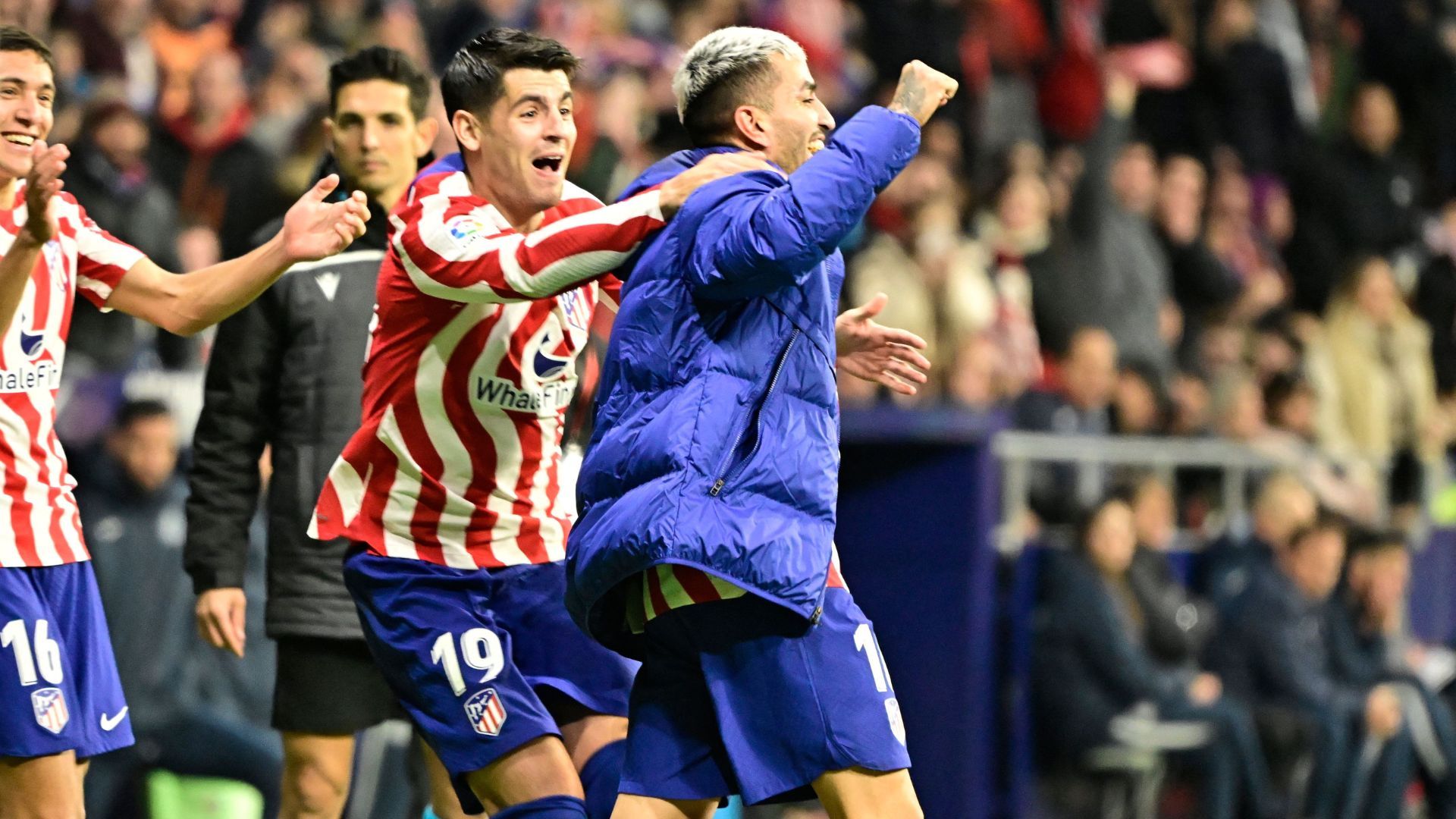 Corre celebra el gol desde el banquillo, Atlético de Madrid vs. Getafe