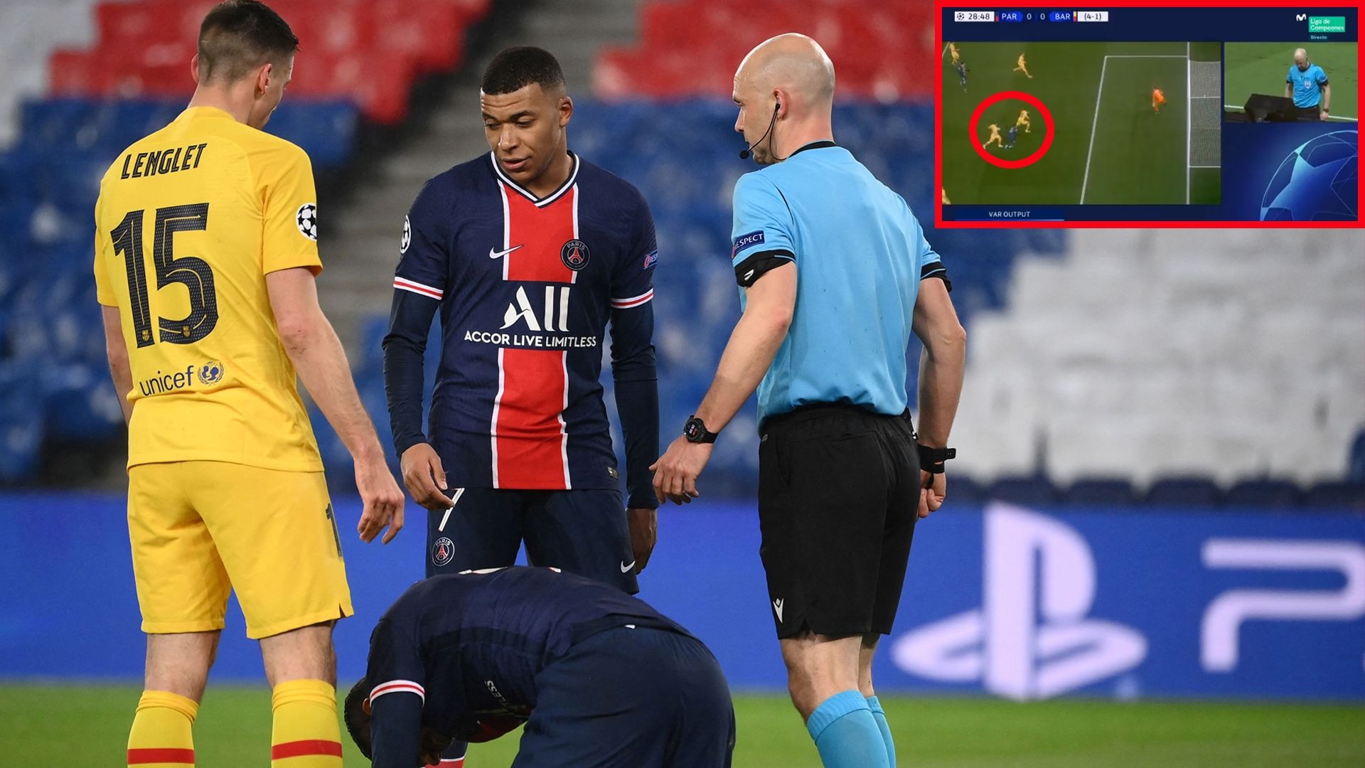 Penalti de Lenglet a Icardi en el PSG vs. Barcelona